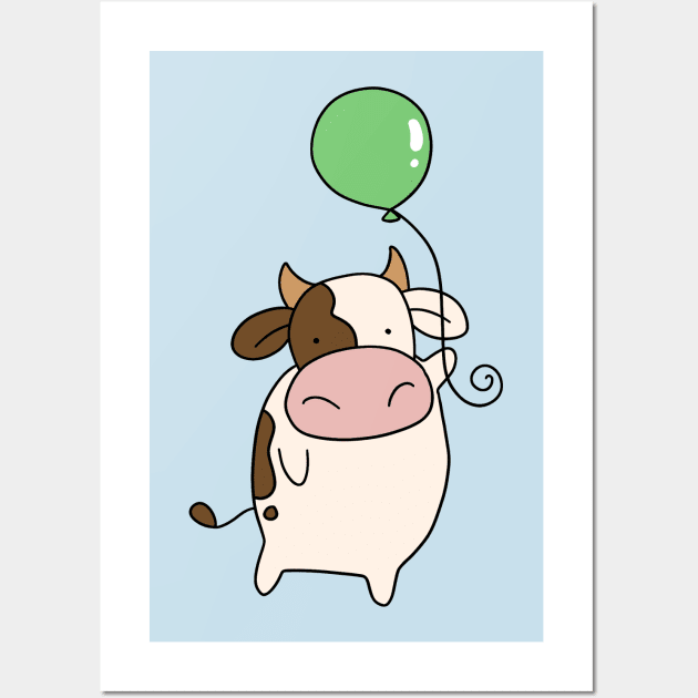 Green Balloon Cow Wall Art by saradaboru